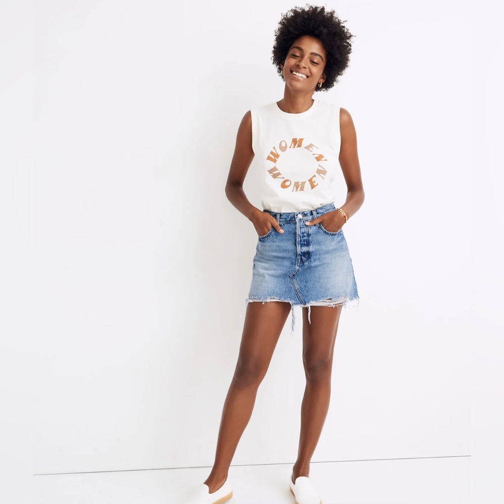 MADEWELL Rigid Denim Relaxed Mini Skirt in Rosehill Wash. size 28.